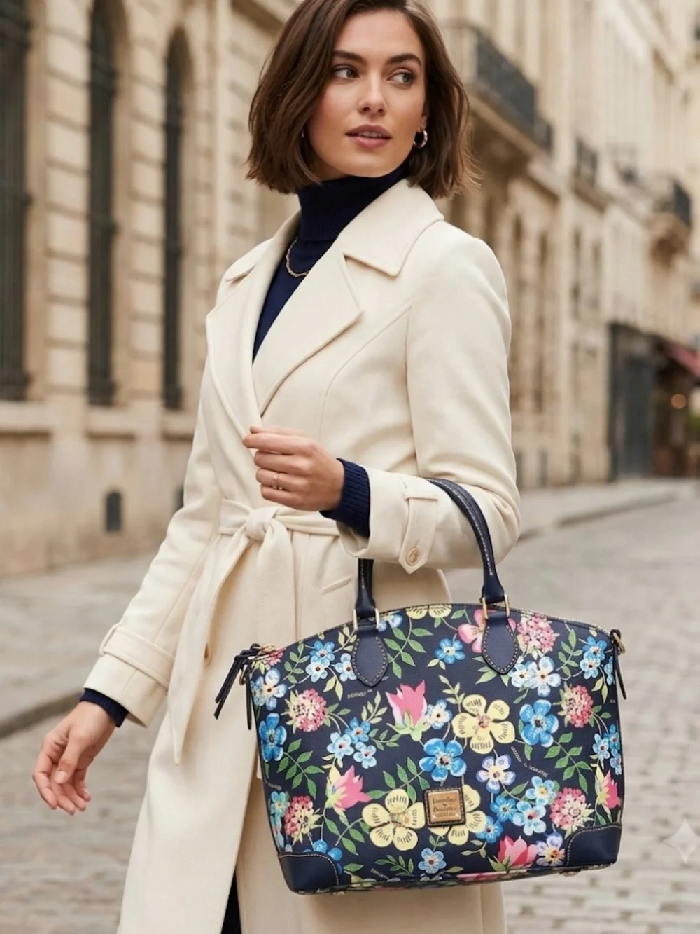 Dooney & Bourke Cottage Garden Ruby Satchel Midnight Blue